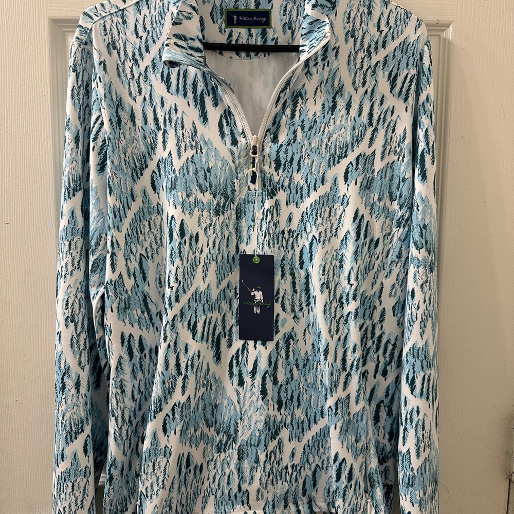 William Murray Golf Blue and White Sweater